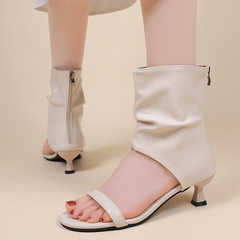 Women's Boots Fish Mouth Shoes Black Plus Size Summer New Sandal Boots Round Head Fine High Heel Sandals Luxury Designer