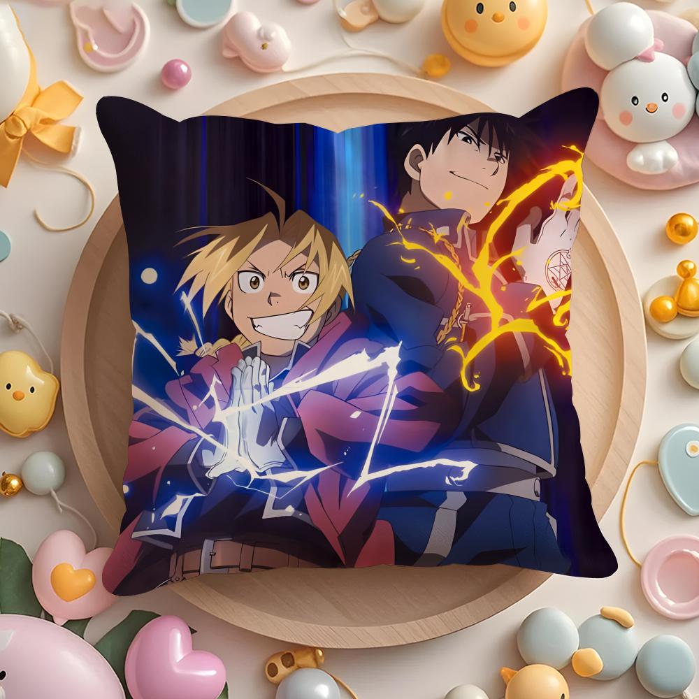 F-ULLMETAL Anime A-ALCHEMIST Cushion Cover Home & Car Multi-Scene Pillow Cover - Reversible, Soft & Durable for Daily Use