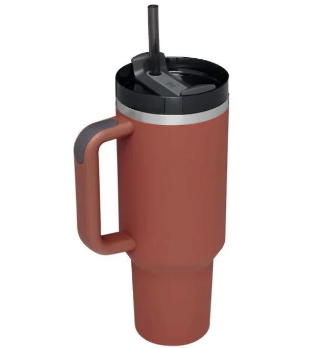 Steel Vacuum Insulated Tumbler Double Wall Vacuum Travel Water Bottle 40oz Insulated Tumbler with Straw Lid and Handle