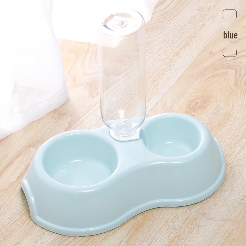 

Anti-Spill Pet Water Bowl - Large Capacity Double Bowl for Cats, Made of PP Material синий
