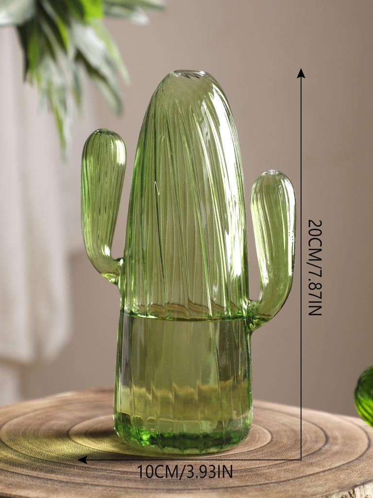 Glass Vase With Cactus Shaped Design Exquisite Workmanship Table Centerpiece Plant Vase For Dining Room Home Decorations Gifts
