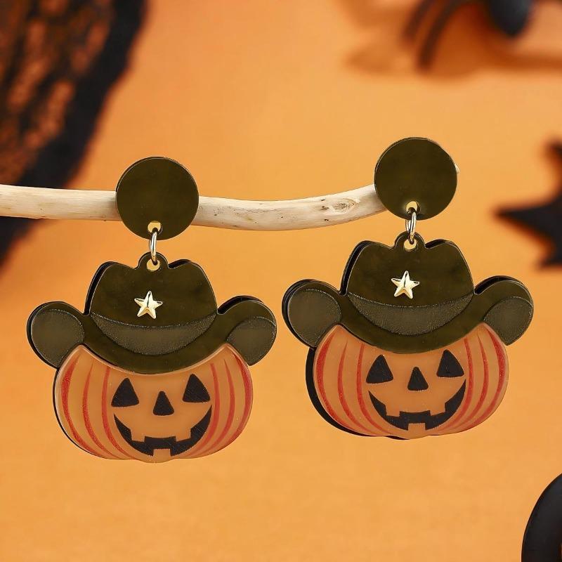 Hot Sale Halloween Stud Earrings Combination Cartoon Funny Pumpkin Head Ghost Bat Element Stud Earrings Set