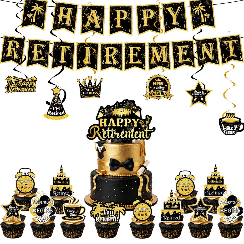 Popular Retirement Theme Party Supplies Retirement Decoration Layout Props Tableware Banners Flag Party Decoration Spiral