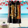 Giant Beach Towel with Tiger Head Tattoo Art Print, Quick Dry Microfiber, Soft Absorbent, for Beach Pool Cool Style Gift