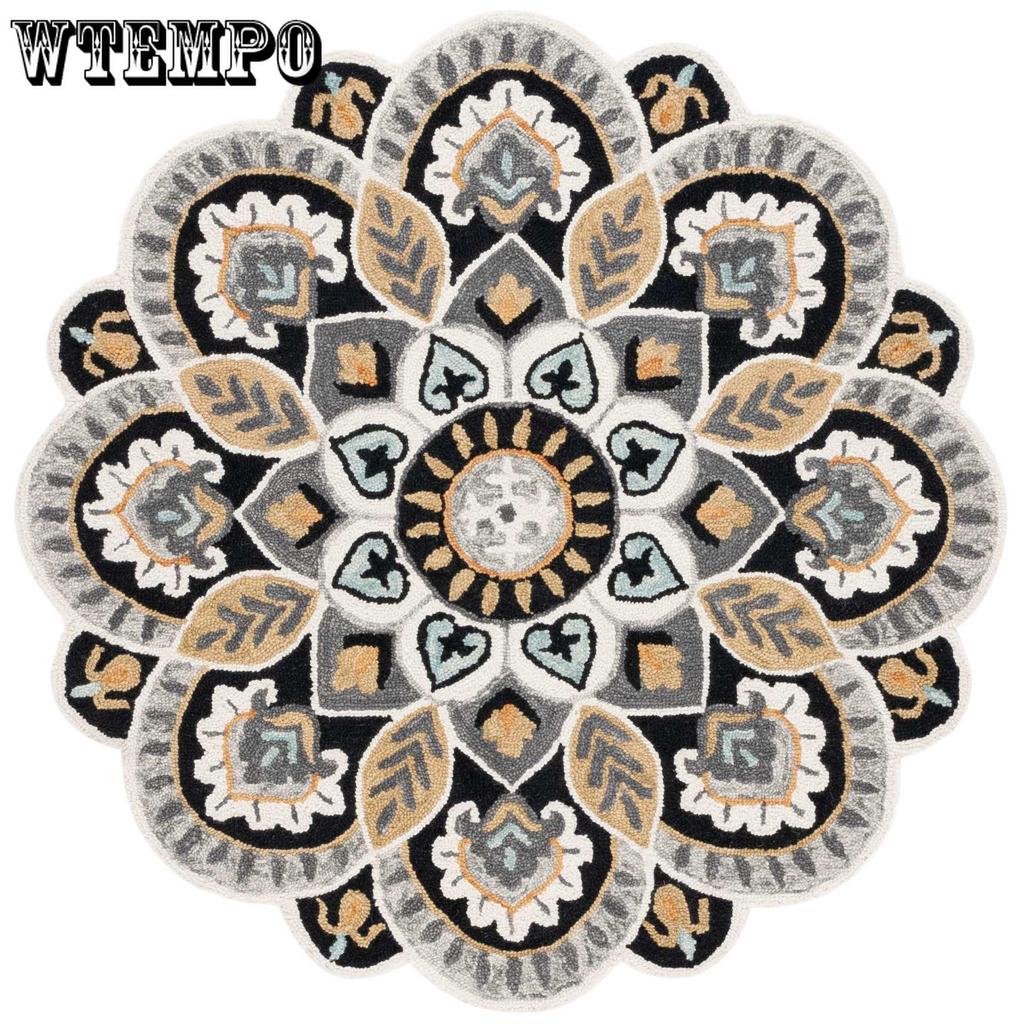 Circular Ethnic Style Living Room Carpet Mandala Hanging Basket Swivel Chair Floor Mat Bedroom Bedside Carpet