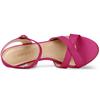 Allegra K Women's Cross Strap Kitten Heel Ankle Strap Sandals, Hot Pink, Size 23.5cm