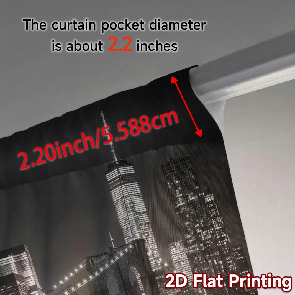 2pcs, 2D FLAT PRINTING Curtains (Without Rod) Cityscape Elegance Popular Print Curtains Semi-Sheer Curtains Outdoor Decorations