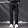 Zengzhi Men's Black Loose Straight Jeans