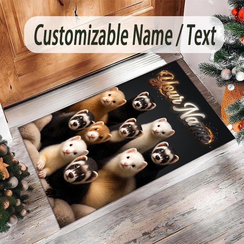 Family Friends Theme Crystal Velvet Rug Personalized Custom Name Text Soft Floor Mat Home Decor