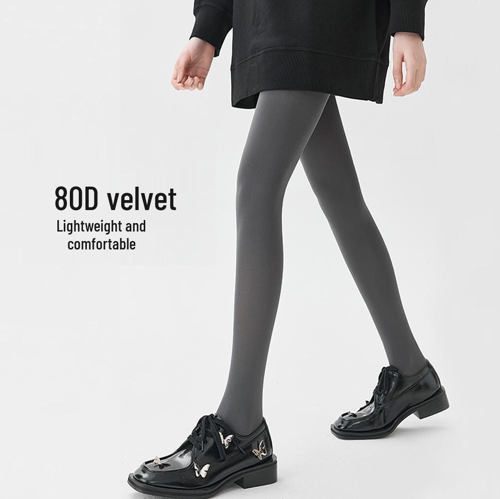 Spring & Autumn 80D Velvet Sheer Tights, Matte Gray Leggings for Women