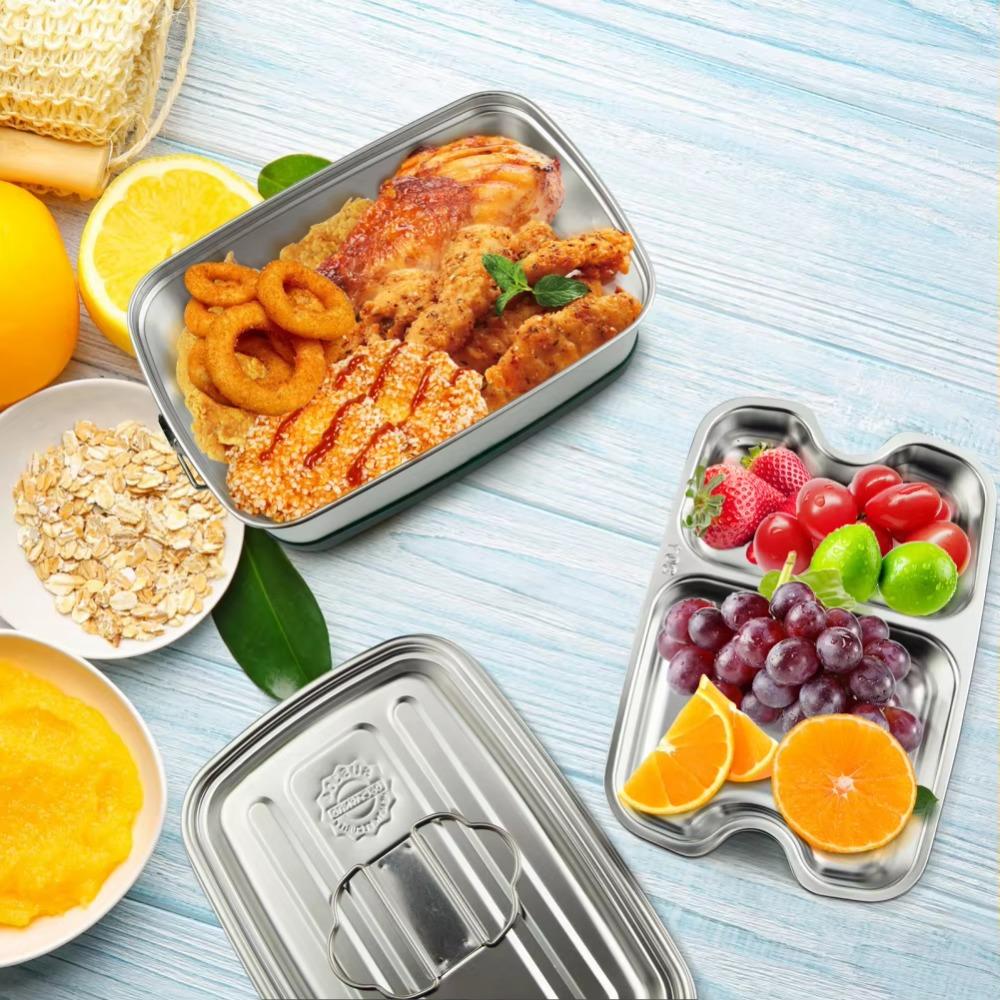 Tragbare Edelstahl-Lunchbox Versiegelte Frischhaltebox Küchengeschirr Lebensmittelbehälter Arbeit Schule