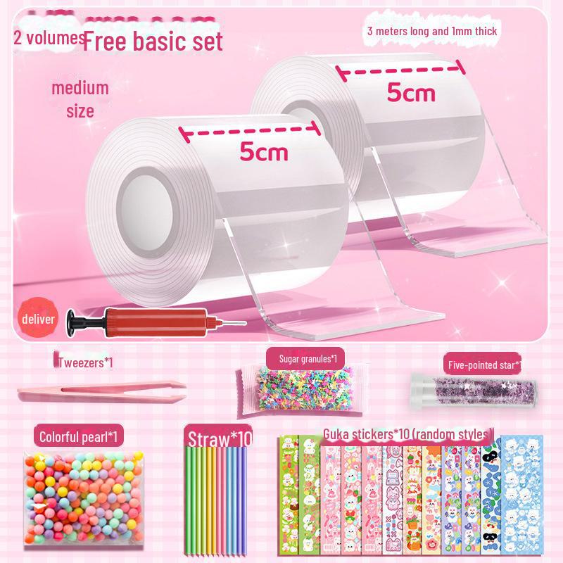Nano Glue DIY Bubble Blowing Kit with Strong Sticky Double-Sided Tape and Decompression Toy