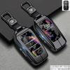 Handmade Cowhide Genuine Leather Key Case for TOYOTA Camry Hanlanda Car Key Protection Sleeve with Keychain - Protective Shell