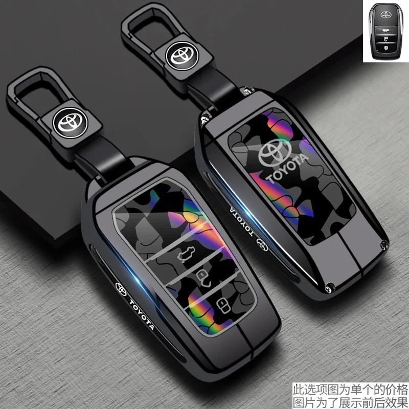 Handmade Cowhide Genuine Leather Key Case for TOYOTA Camry Hanlanda Car Key Protection Sleeve with Keychain - Protective Shell