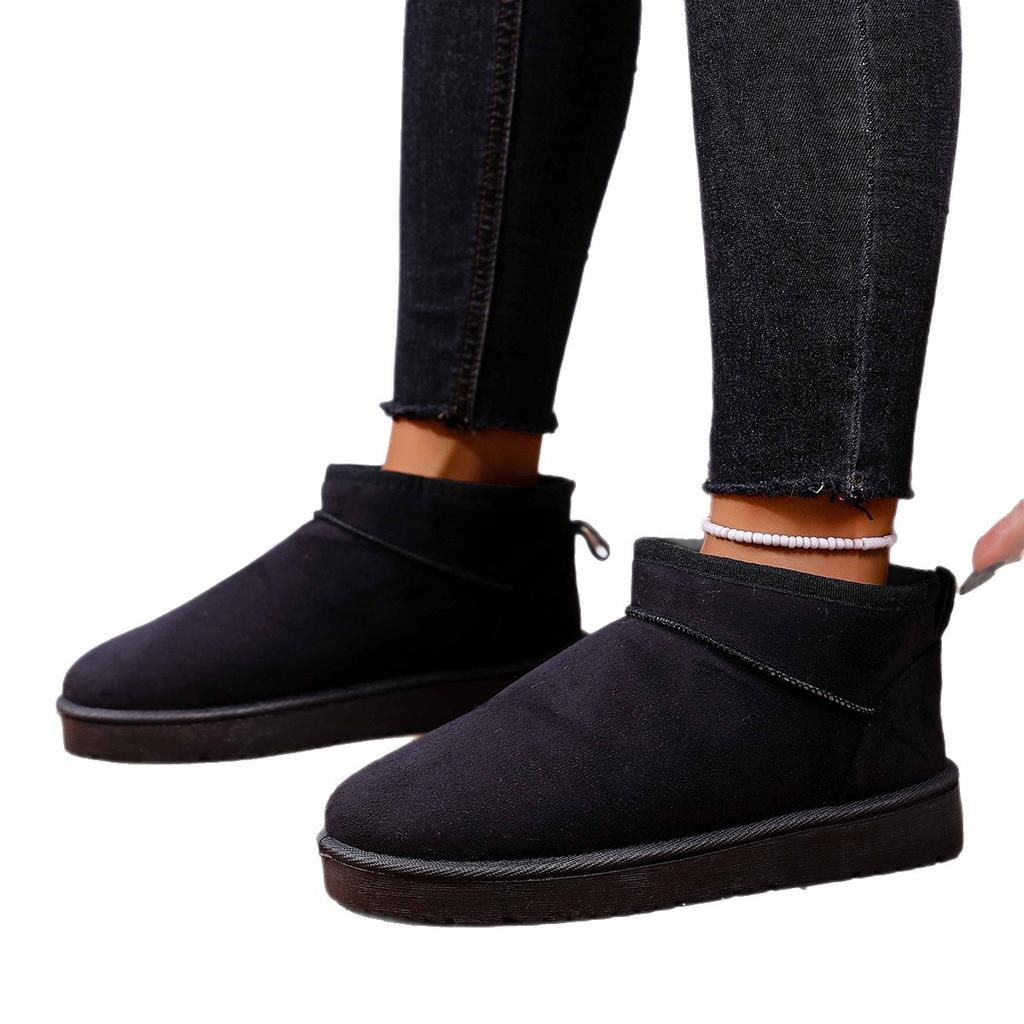Mode Schneestiefel Wildleder Dicke Sohle Übergröße Winter Runde Zehenpartie Sexy Bequem Warm Lässige Wanderstiefel für Damen