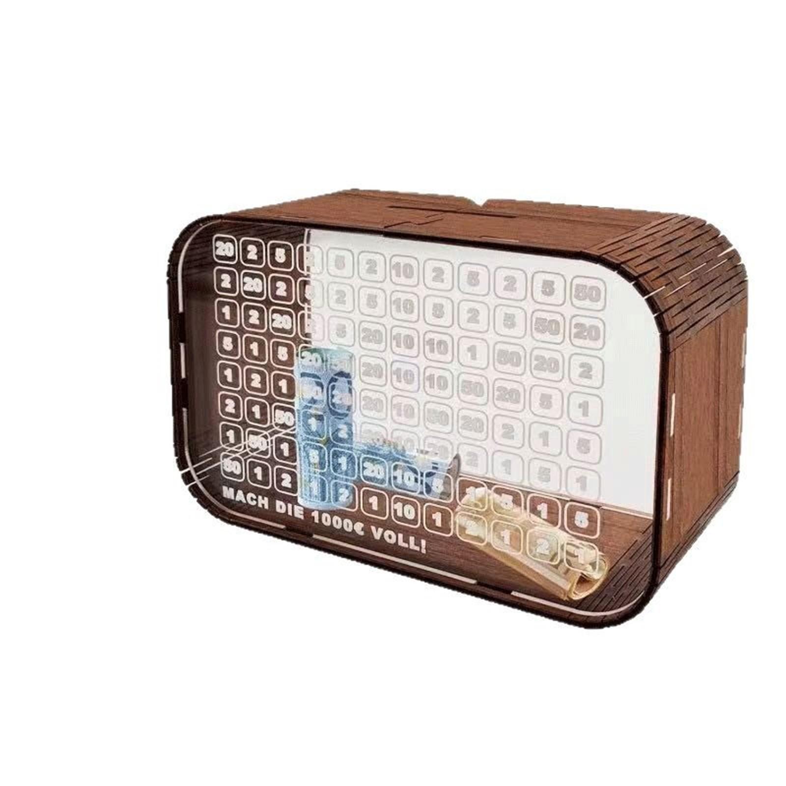 

Копилка для взрослых и детей - полностью собранная деревянная копилка для сбережения денег - копилка со счетчиком и ручкой для хранения наличных монет(1,5 мл) One Size коричневый