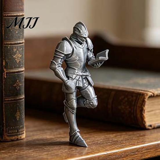 Reading Themed Gift 3D Printed Medieval Knight Book Corner Ornament, Figurine Statue Nook Decor, Creative Bookend for Bookshelf, Lover Literary