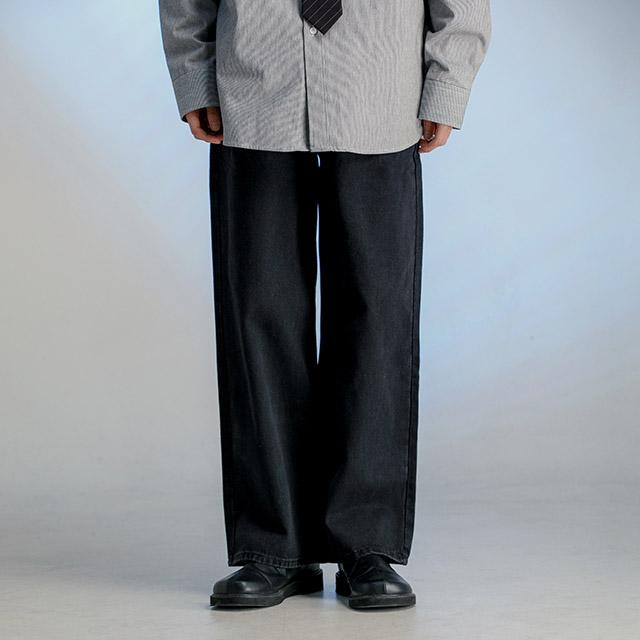 MODERN ARON Swing Wide Denim Pants Black