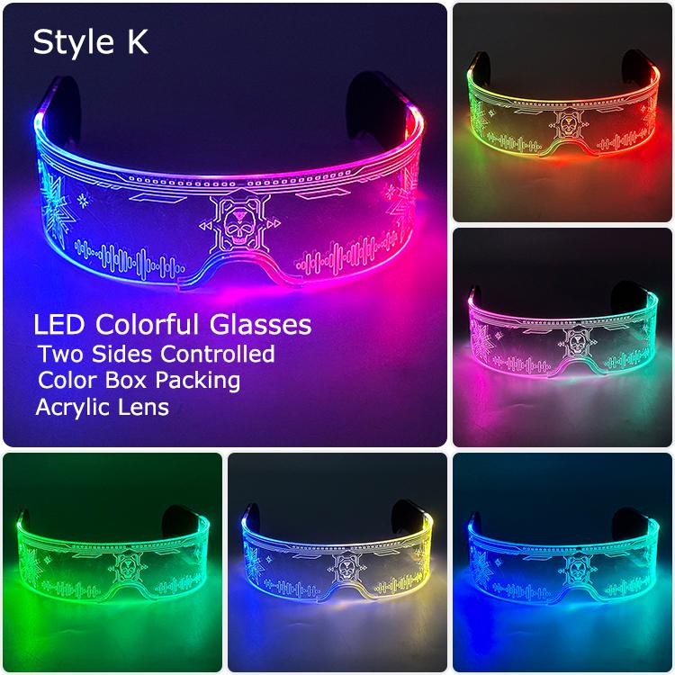 Acryl LED Lichtgevende Bril Glow Partybril Neon Verlicht Vizier Bril DJ Bar Feest Bril Voor Halloween Kerst