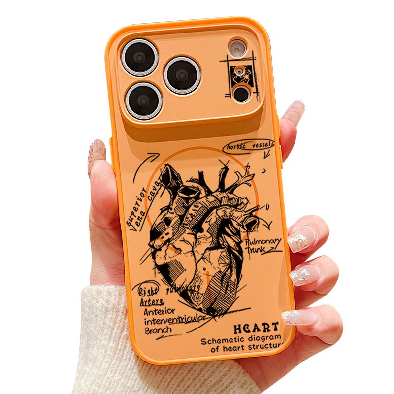 Kreatywne Etui z Wzorem Serca Dla iPhone 17 Pro Max Magnetyczne Dla Magsafe Pokrowiec o Czucie Skóry Dla iPhone 16 15 14 13 Pro Max