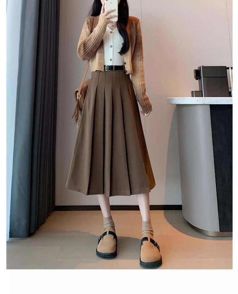 Gray Wool Blend A-line Skirt for Women, Petite To Plus Size, Perfect for Late Autumn
