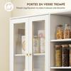 Kitchen Sideboard, High, Display Cabinet, 4 Glass Doors, 90 x 35 x 172 cm, White