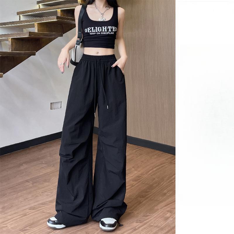 Nylon Summer Thin New American Casual Straight High-waisted Quick-drying Wide-leg Pants