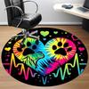 1pc PawPrints Heartbeats Office Round Area Rug, Indoor Mat Suitable For Office, Under Office Chairs Bedroom Living Room Home Decor, Room Deco