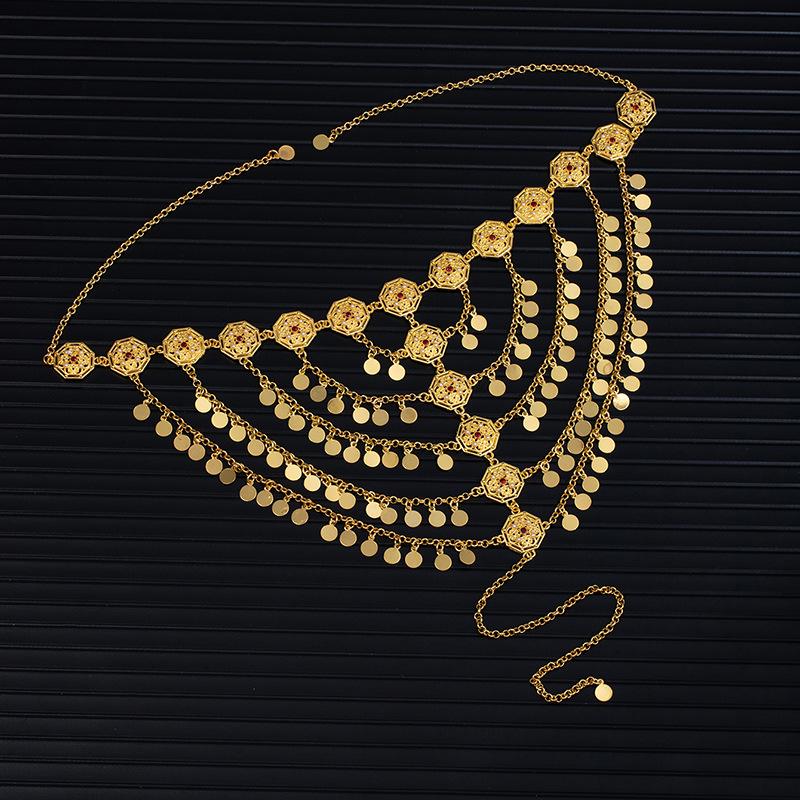 Arab Bridal Headwear Hair Accessories Tassel Sequins Coin Head Chain Hair Chain Performance Accessories Ethnic Style Head Cover Hair Cover