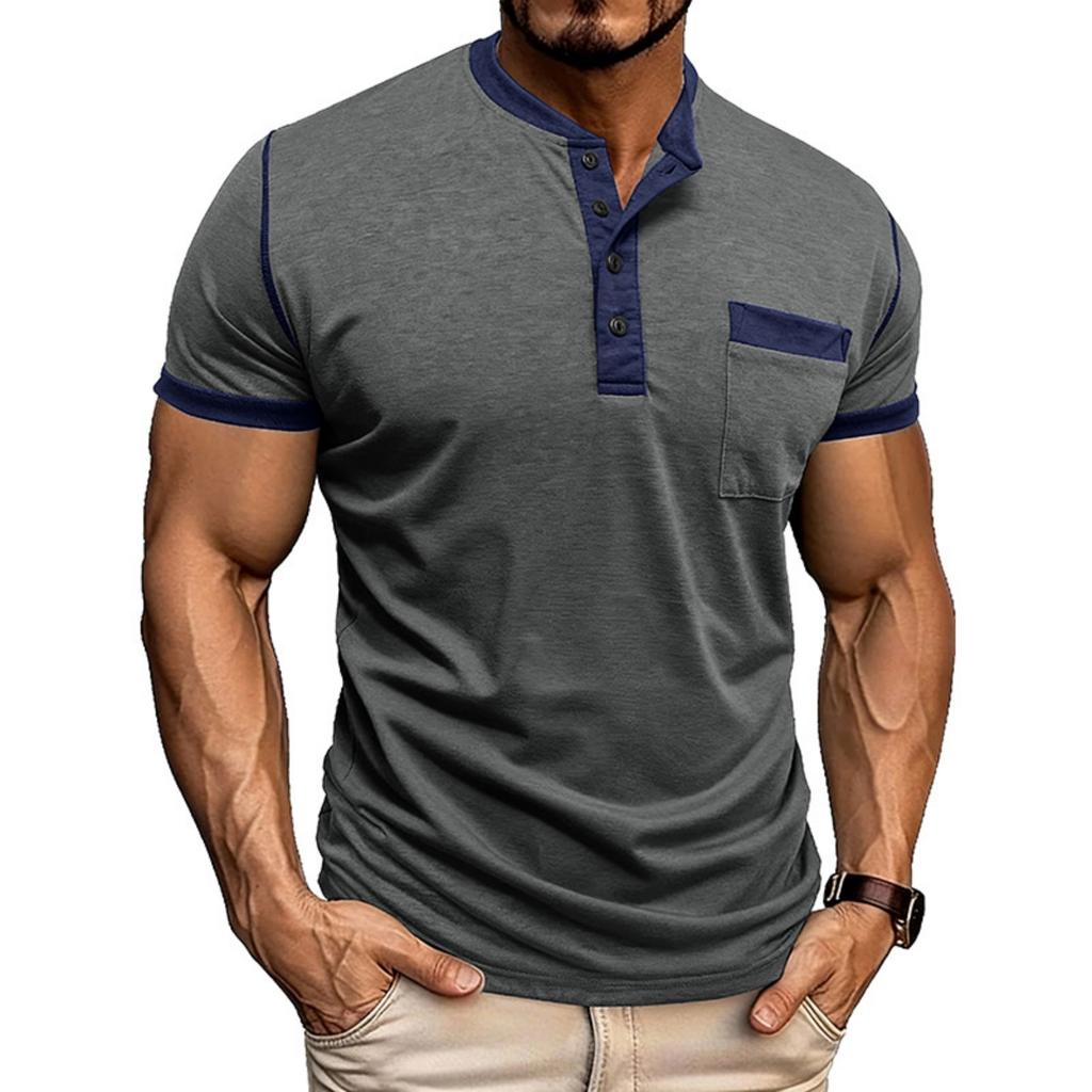 Men's Multi-color  Shirt Short-sleeved Casual Pocket T-shirt