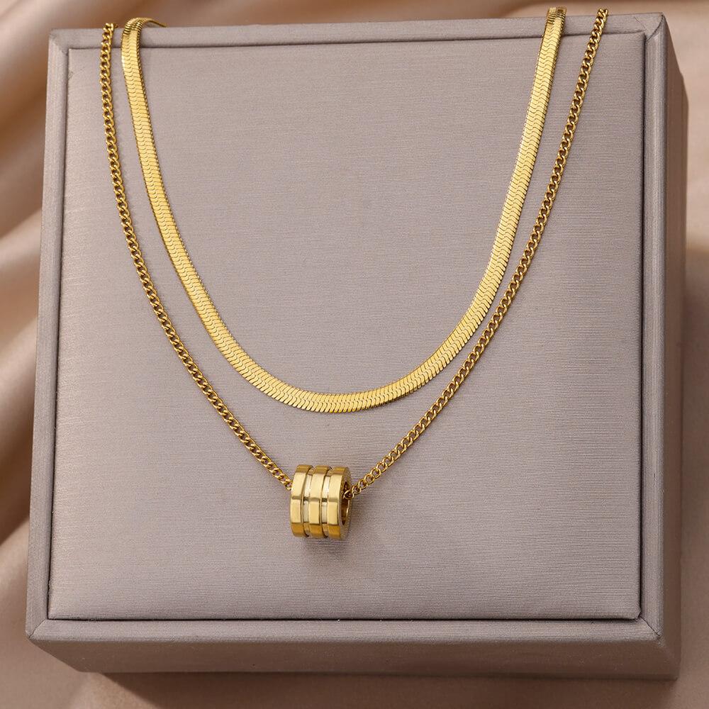 Zircon Evil Eye Necklaces For Women Multilayer Stainless Steel Round Heart Pendant Necklace Wedding Jewelry Gift