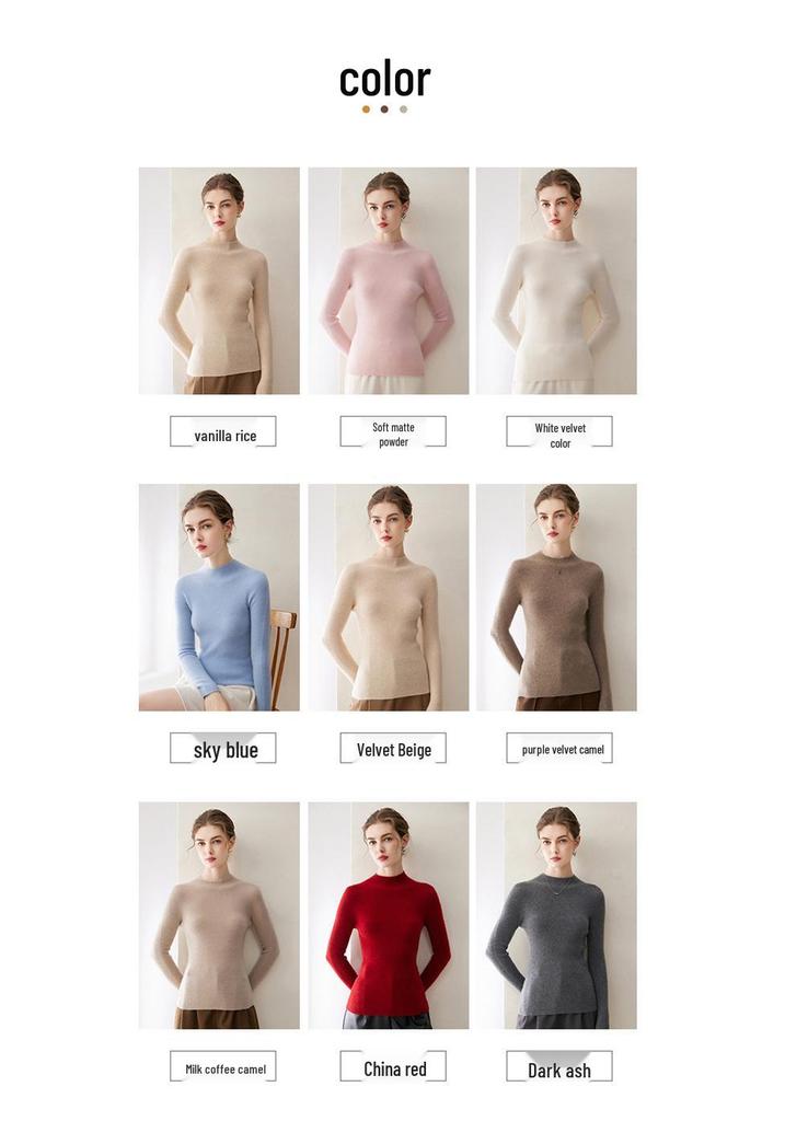 Women's Cross-border Striped Cashmere Knit Slim-fit Sweater, Half-high Neck