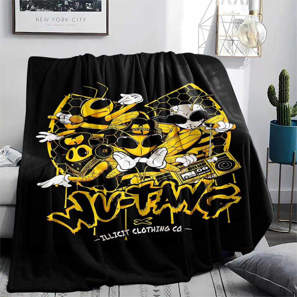 1PC Wu-Tang Clan Print Flannel Blanket, High quality All Seasons, Home Decor, Warmth and Comfort, Perfect for Christmas Gifts