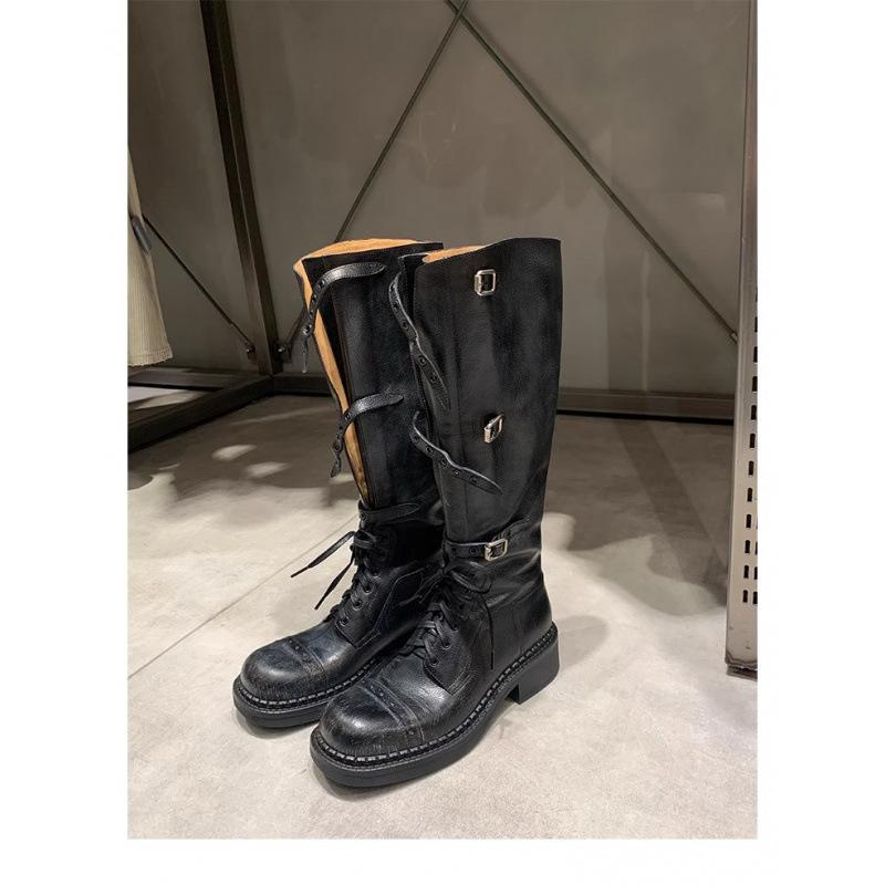 Studiolee Locomotive Fashionable Fine Belt Buckle Retro Thick Heel Medium-high Knight Boots Women's Autumn and Winter Models