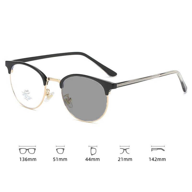 Reading Glasses for Women Men Vintage Round Outdoor Color Changing Hyperopia Sunglasses Finished Presbyopia Plus Eyeglasses