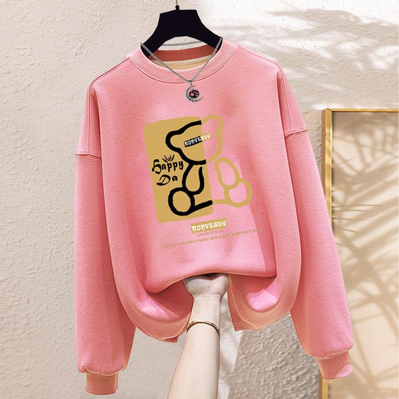 Niche Crew Neck Sweater Women's Loose Casual Simple Fashion Versatile Velvet Thickened Spring and Autumn Winter
