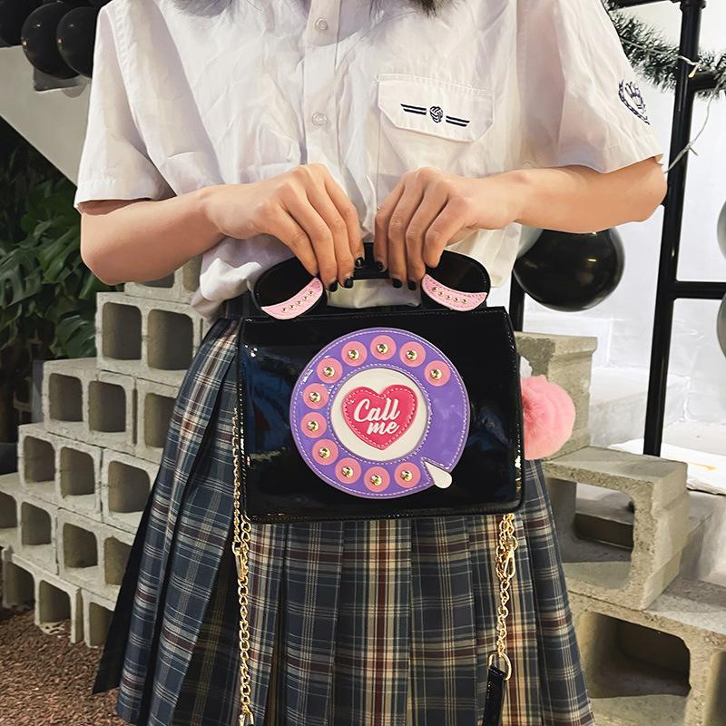 Personality funny phone small bag 2025 Mori girl fashion rivet design ins portable chain messenger bag