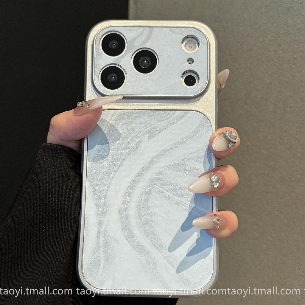 iPhone 17 Pro Max Velvet Water Ripple Texture Case, Large Window, Sticker Skin for Apple 16 Cover
