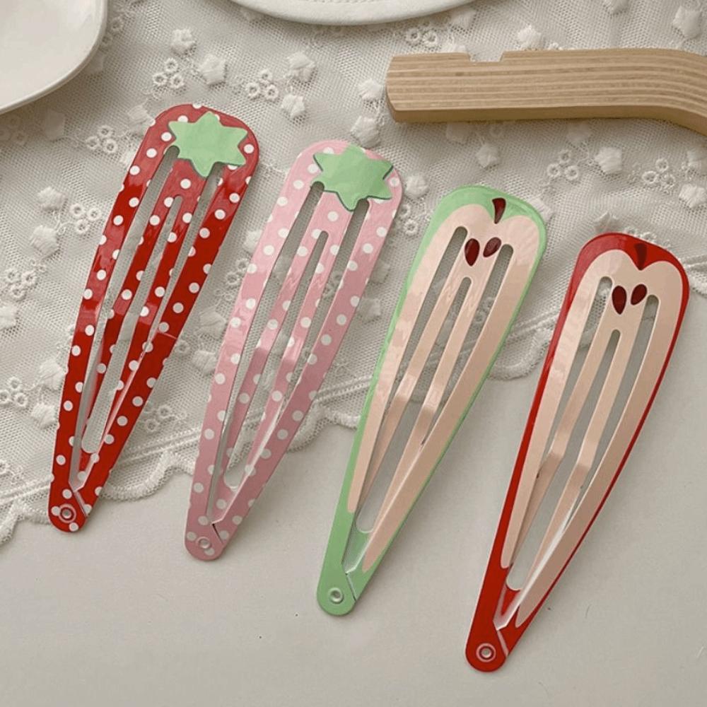 2 Stück 15cm Extra-große Haarspangen Erdbeerfrucht-Serie Kapuzenpullover BB-Clip Kreativ Polka-Dot Lustiger Haarclip Vorhangdekoration