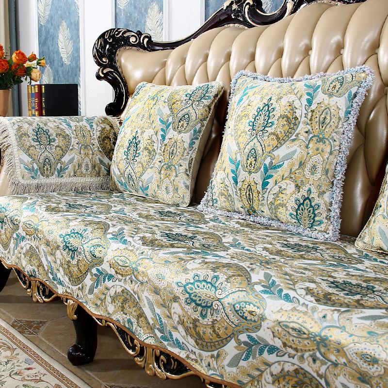 Jacquard Fabric Sofa Cover European Luxury Chenille Non-slip Slipcover Living Room Decoration All-season Sofa Towel Home Decor