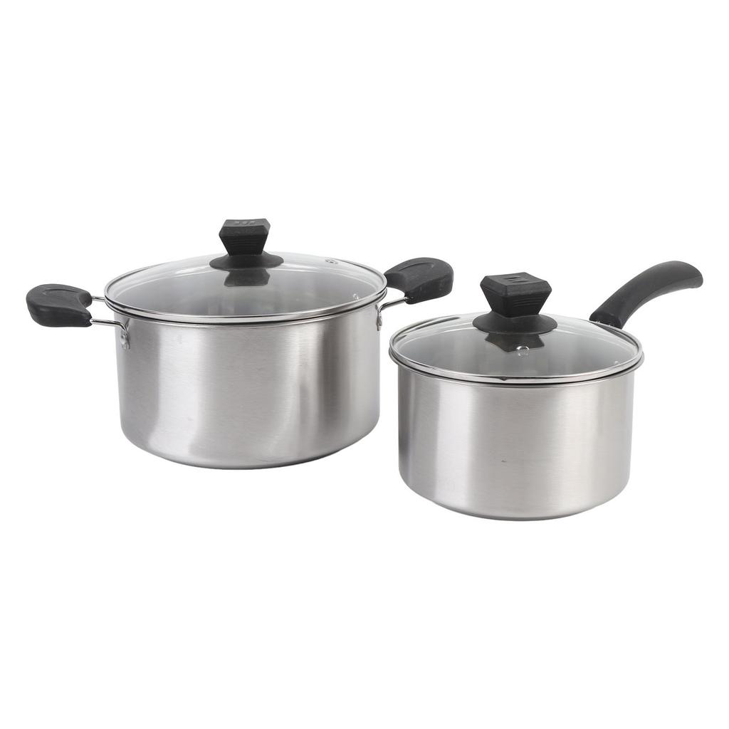 Stainless Steel Saucepan Milk Pan with Long Heatproof Handle Stockpot with 2 Ear Handles Cooking