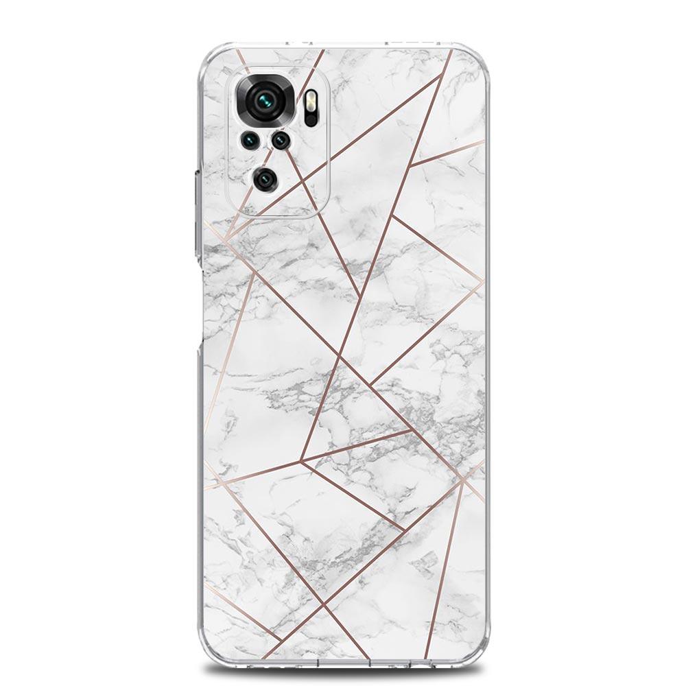 New Square Clear Phone Case For Xiaomi Redmi Note 12 11 9S 9 8 10 Pro+ 7 8T 9C 9A 8A K40 Gaming Silicone Cover Marble Geometric