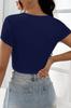 Frauen Mode Neue Bluse Weibliche Schwarz Halbe Hülse Gerade Kragen Crop Top Bluse
