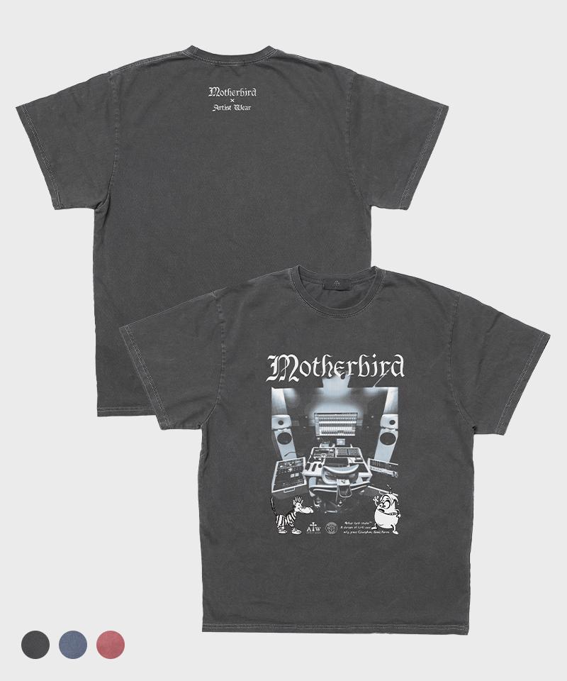 Artist Wear [Atw X Motherbird] Mastering Pigment Short Sleeve T-Shirt Grunge Navy/S