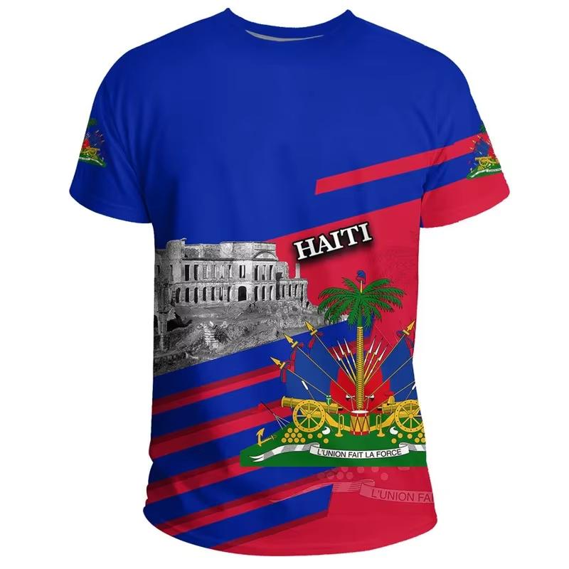 HAITI Flag 3D Print Sports Quick-dry Breathable Men T-shirt Outdoor Football Jersey Team Short-sleeve Parent-child Top Clothes