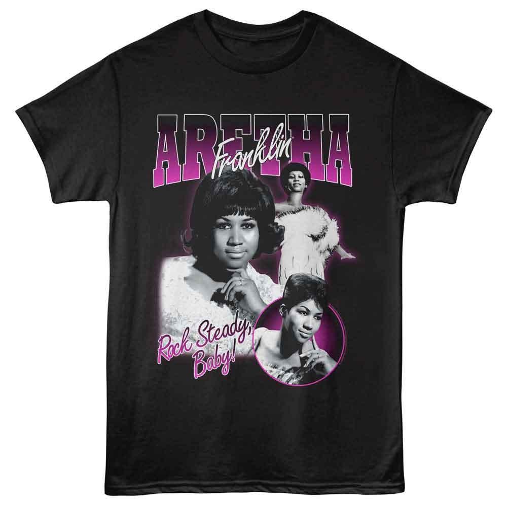 Aretha Franklin Rock Steady Baby Collage Music Shirt XL