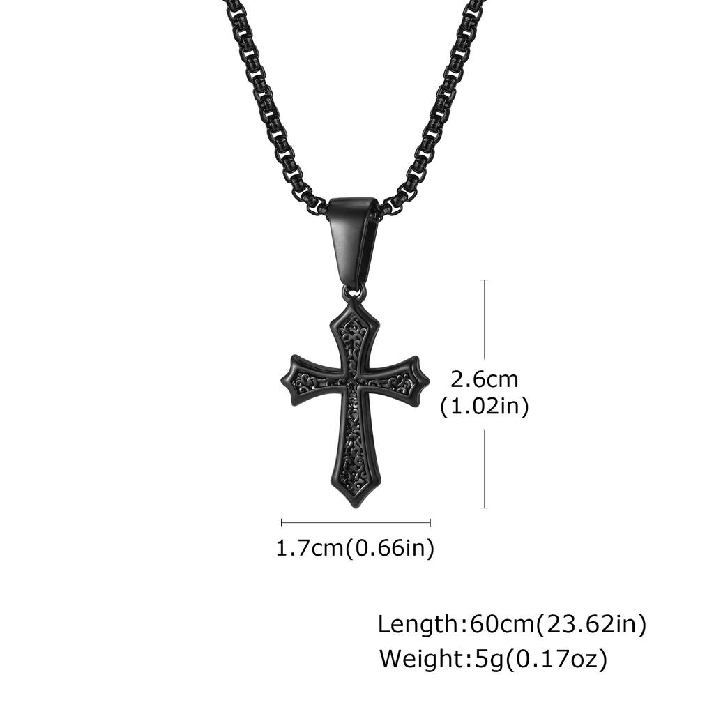 Cross Pendant Necklace for Men Boys,50/55/60cm Stainless Steel Collars Chokers,Christian Classic Chic Jewelry Gifts