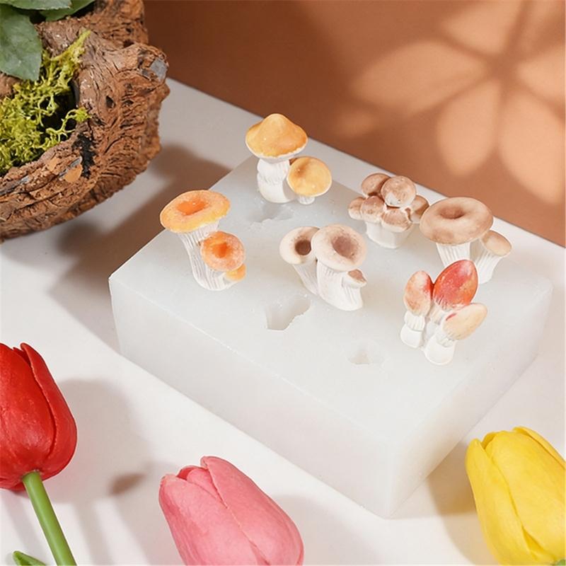 Mini Mushroom Silicone Mold Tiny Mushroom Silicone Mold for DIY Dollhouses Fairys Garden Decors Jewelry Making Molds