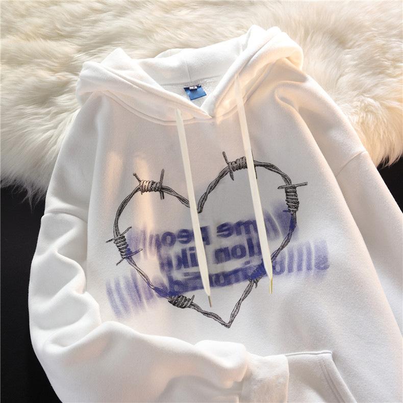 Ladies Hooded Hoodie Women's New Letter Printed Loose Long Sleeved Top Student Pullover Jacket