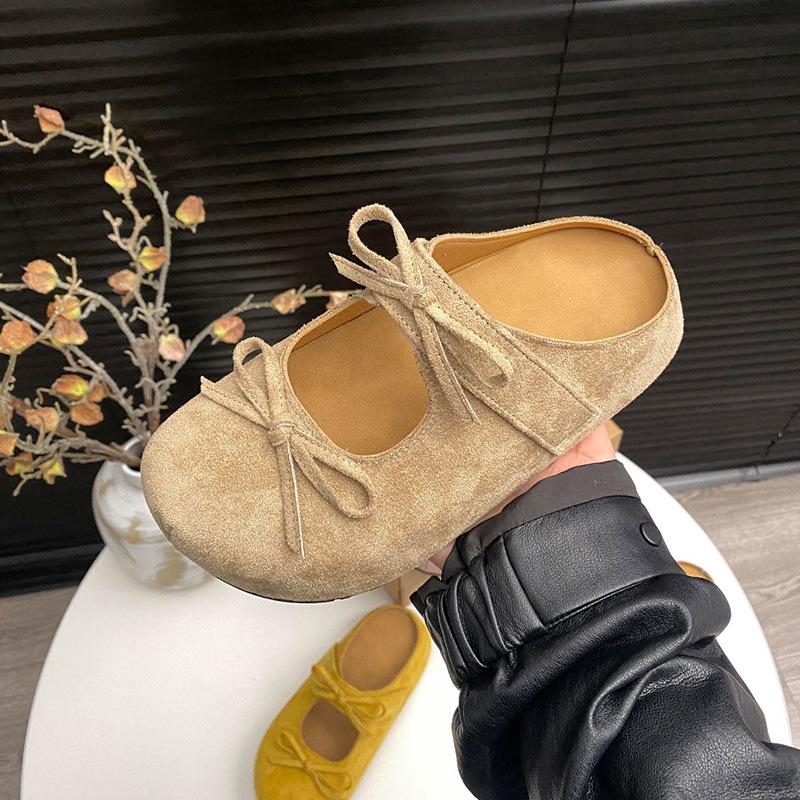 Slippers women's spring and summer 2025 new thick-soled round head fashion bow one pedal bag head lazy half drag single shoes